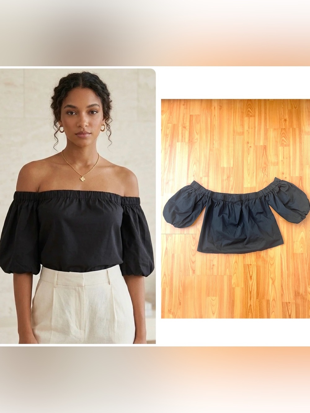 Beshka Off Shoulder Puff Sleeve Top